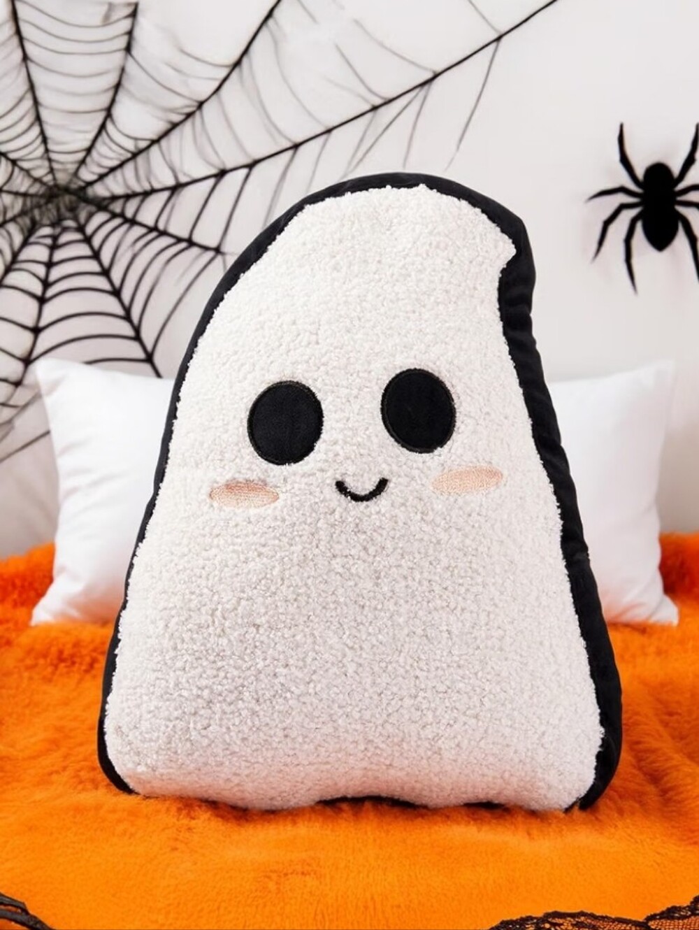 Halloween Cute Ghost Sherpa Pillow 15.8" X 12.6" New